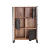Industrial cabinet pine wood melamine black metal Cosmo 89x127x35 cm