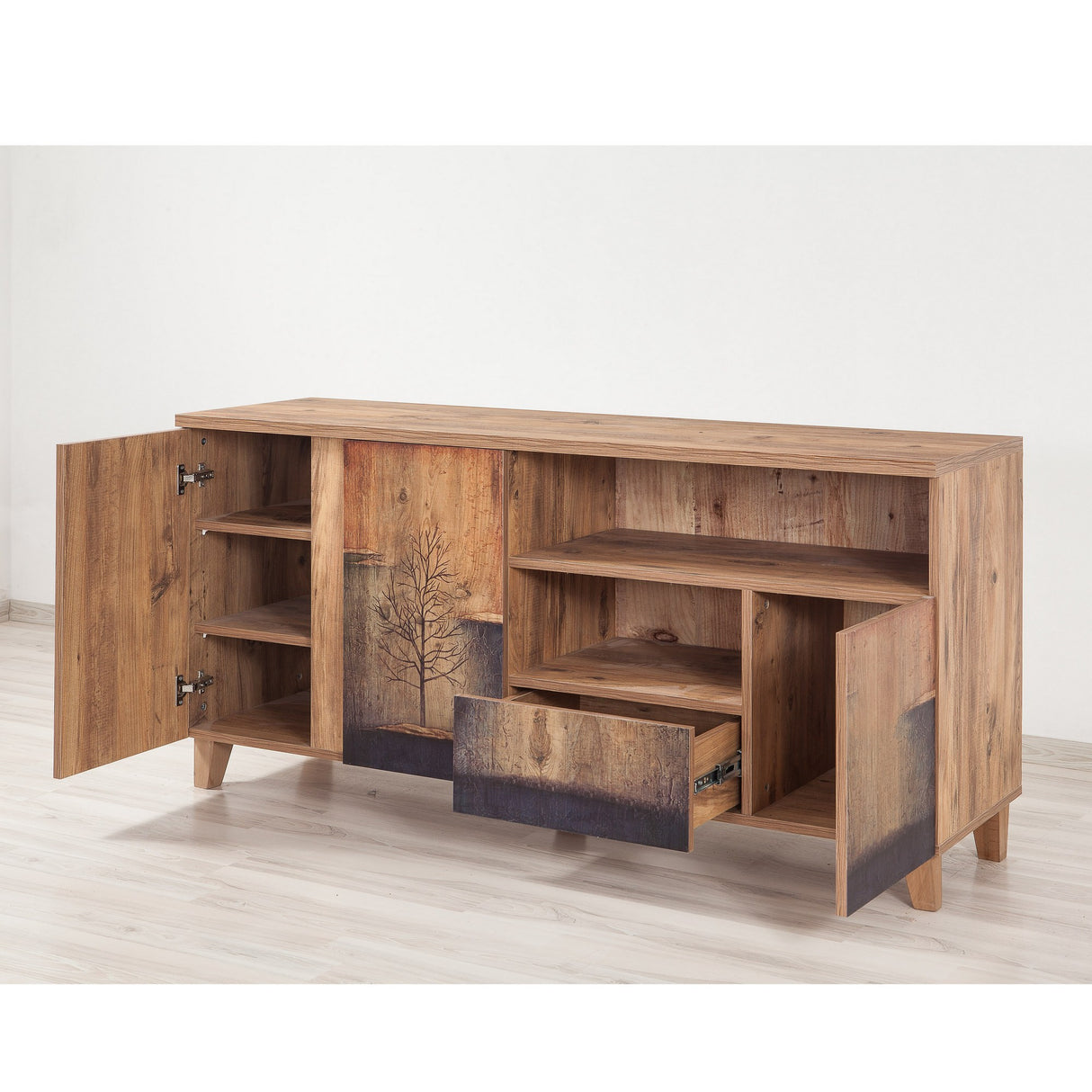 TV Meubels - Dressoir Marina Mila Atlantisch Dennenhout Melamine 160x76x45 cm - Dimehouse