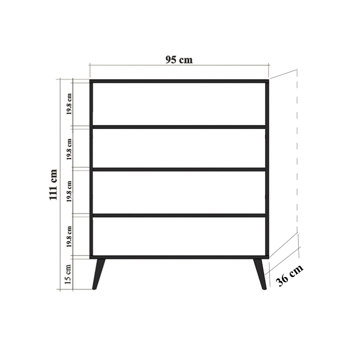 Wandkasten - Wandkast Multilux Sonoma Eik Melamine 95x111x36 cm - Dimehouse