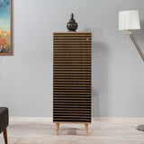 Schoenenkasten - Schoenenkast Filinta Sonoma Eik Gestreept Melamine 50x135x38 cm - Dimehouse