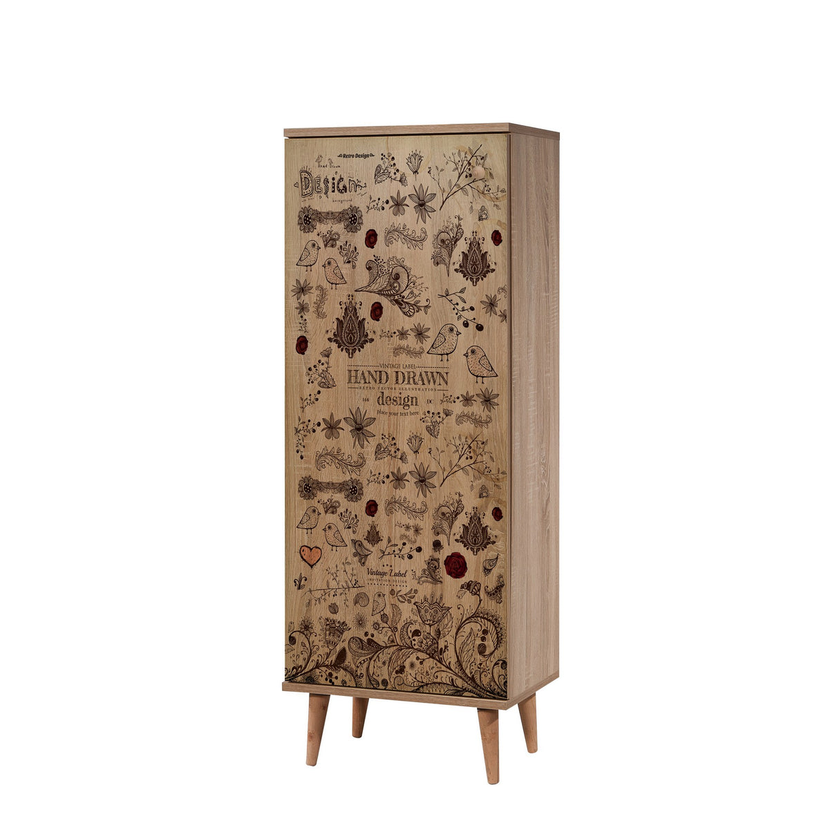 Schoenenkasten - Schoenenkast Filinta Sonoma Eik Tekening Melamine 50x135x38 cm - Dimehouse