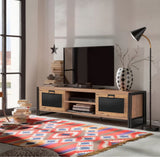 TV Meubels - TV Meubel Arcas Atlantisch Dennenhout Zwart Melamine 180x50x45 cm - Dimehouse