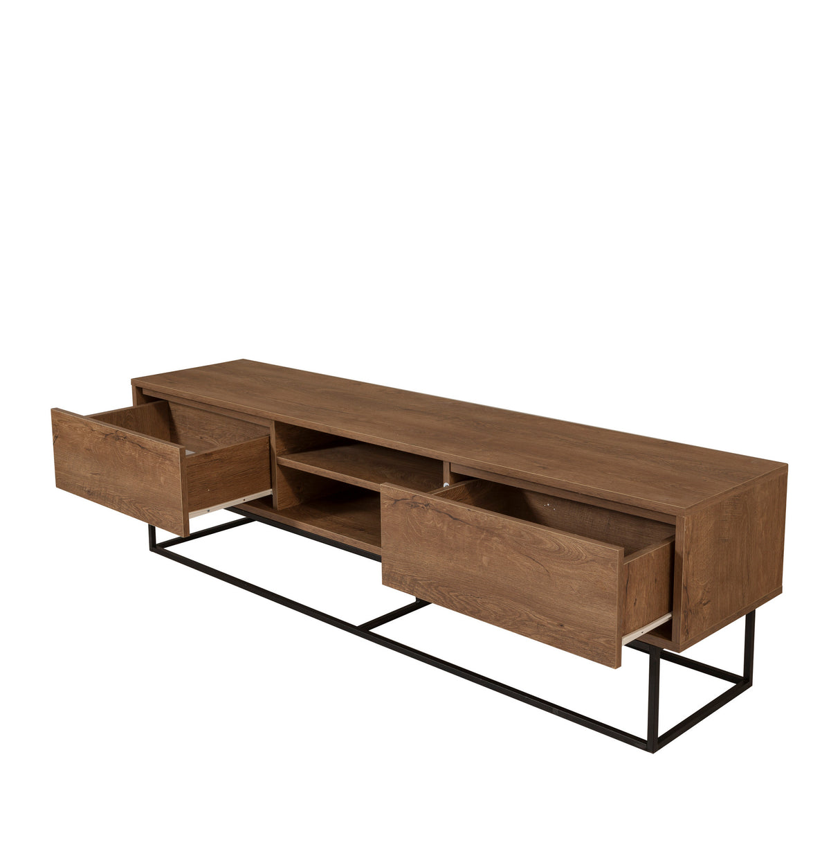 TV Meubels - TV Meubel Rodez Walnoot Zwart Melamine 180x50x40 cm - Dimehouse