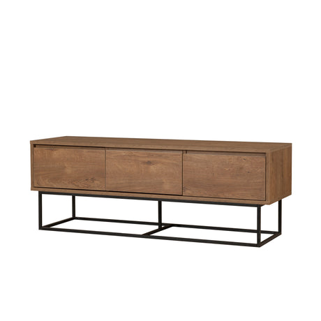 TV Meubels - TV Meubel Milo Walnoot Zwart Melamine 140x50x40 cm - Dimehouse