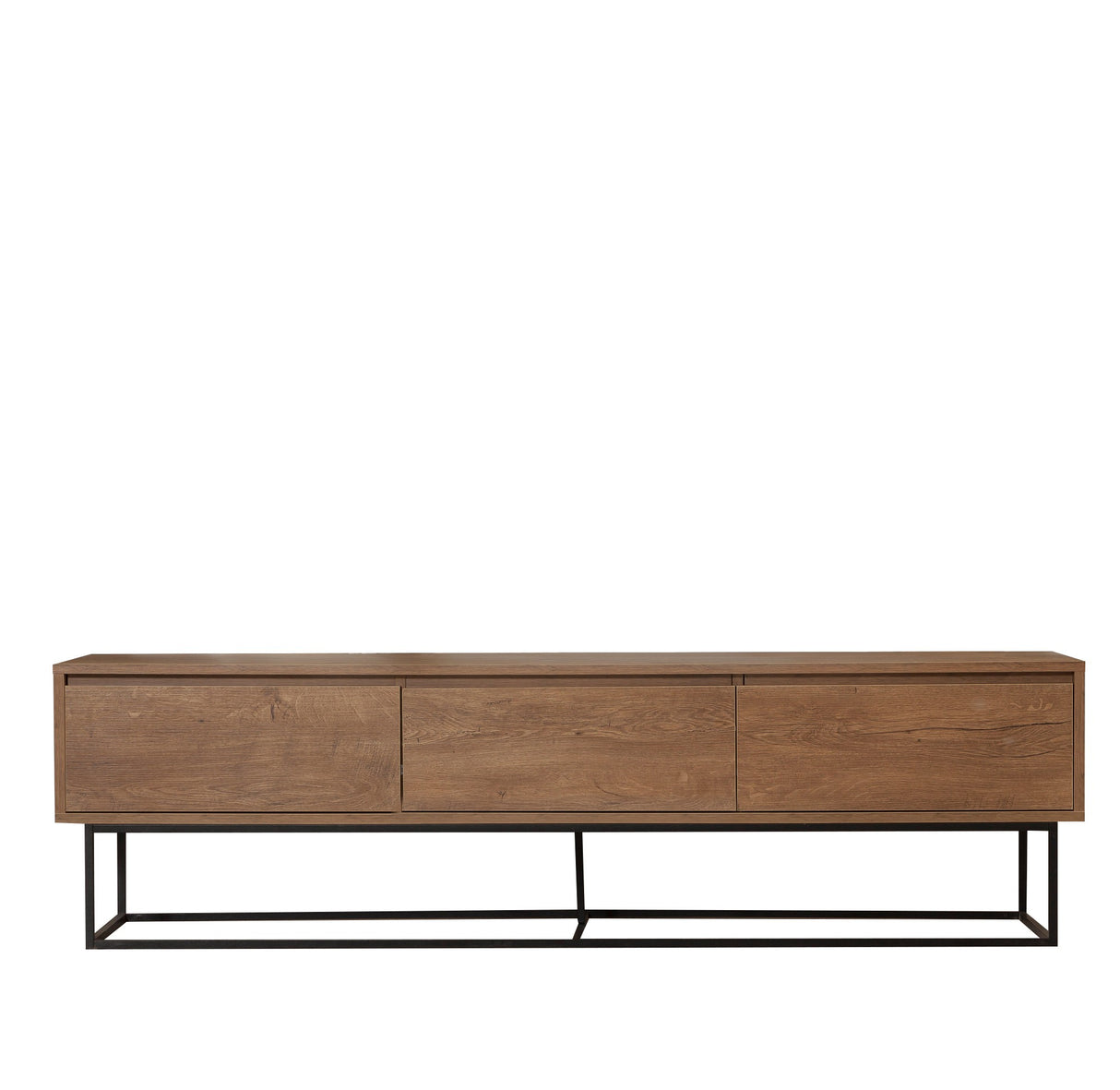 TV Meubels - TV Meubel Milo Walnoot Zwart Melamine 180x50x40 cm - Dimehouse