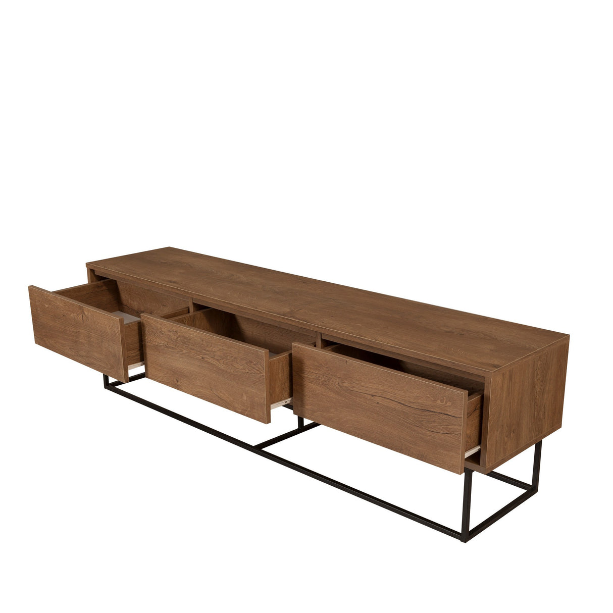 TV Meubels - TV Meubel Milo Walnoot Zwart Melamine 180x50x40 cm - Dimehouse