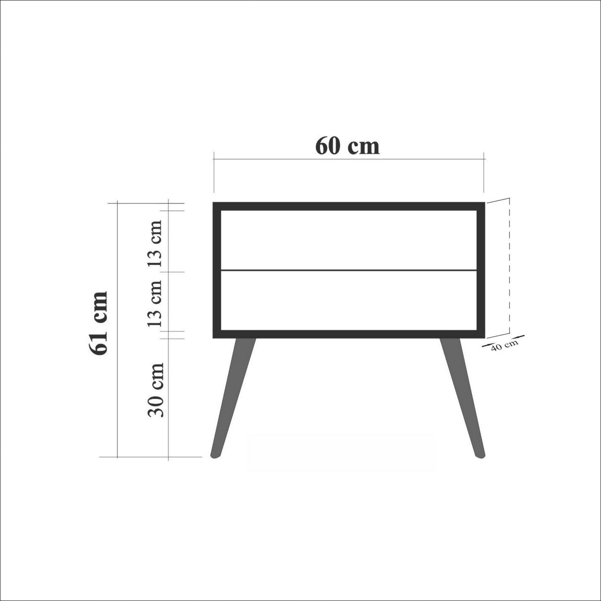 Nachtkastje Catalina Sonoma Eik Melamine 60x61x40 cm