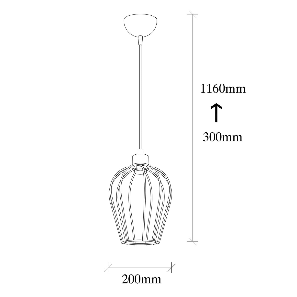 Pendant lamp 1-light 20 cm Black Metal Predator 