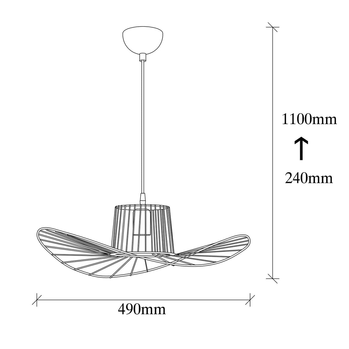 Hanglamp 1-lichts Zwart Metaal Predator