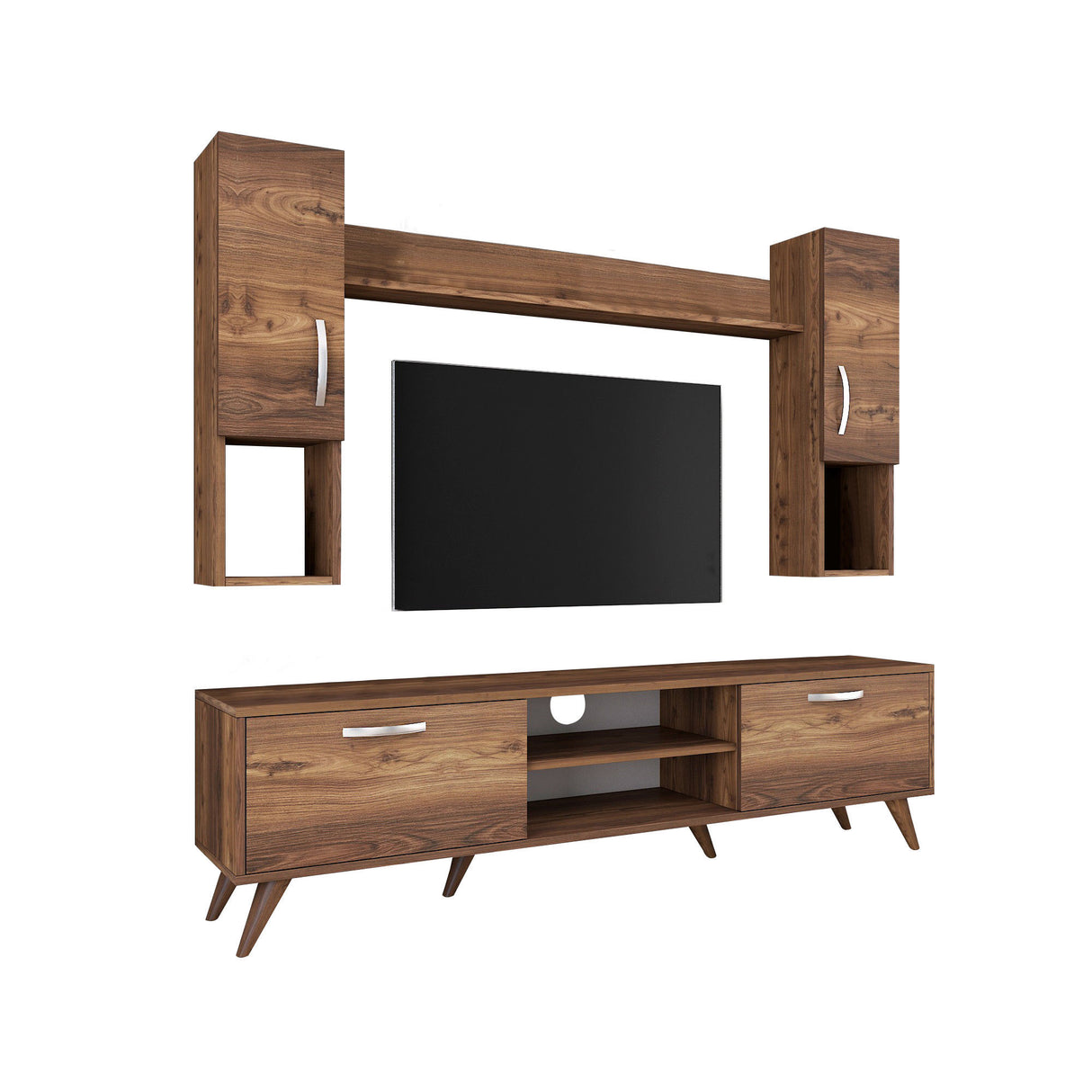 TV Meubels - TV Meubel Set Alta Walnoot Melamine 180x48,6x35 cm - Dimehouse