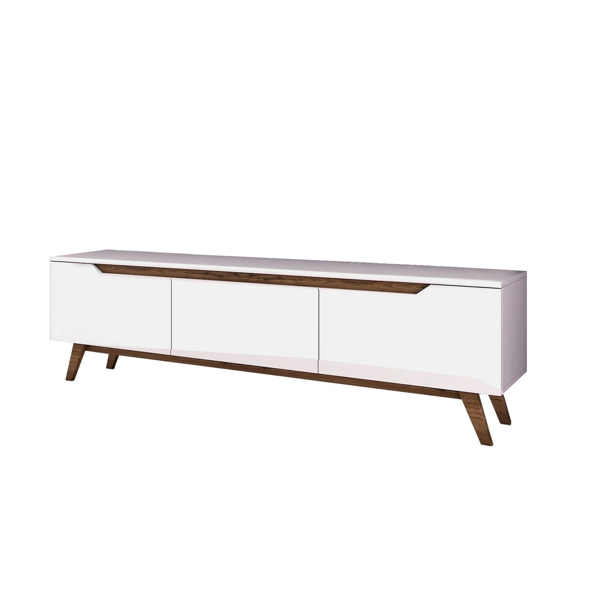 TV Meubels - TV Meubel Osiris Wit Donker Walnoot Melamine 180x48,6x35 cm - Dimehouse
