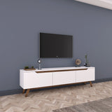 TV Meubels - TV Meubel Osiris Wit Donker Walnoot Melamine 180x48,6x35 cm - Dimehouse