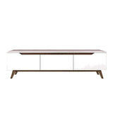 TV Meubels - TV Meubel Osiris Wit Donker Walnoot Melamine 180x48,6x35 cm - Dimehouse