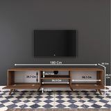 TV Meubels - TV Meubel Corfu Walnoot Melamine 180x48,6x35 cm - Dimehouse