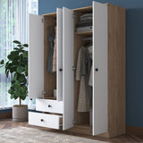 Wardrobe Walnut White Melamine - Hang and lay - 120x170x42.5 cm - Aspen