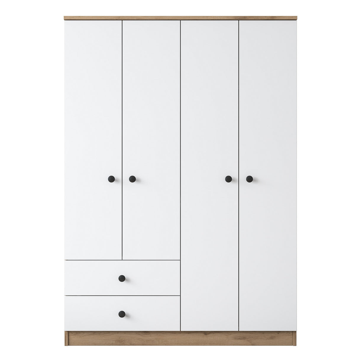Wardrobe Walnut White Melamine - Hang and lay - 120x170x42.5 cm - Aspen