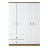 Wardrobe Walnut White Melamine - Hang and lay - 120x170x42.5 cm - Aspen