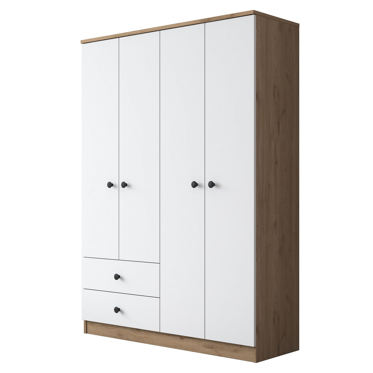 Wardrobe Walnut White Melamine - Hang and lay - 120x170x42.5 cm - Aspen