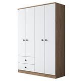 Wardrobe Walnut White Melamine - Hang and lay - 120x170x42.5 cm - Aspen
