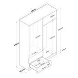 Wardrobe Walnut White Melamine - Hang and lay - 120x170x42.5 cm - Aspen