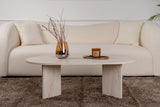 Oval Coffee Table Travertine look Sabla - 119x60 