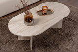 Oval Coffee Table Travertine look Sabla - 119x60 