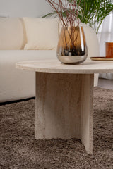 Oval Coffee Table Travertine look Sabla - 119x60 