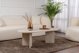 Oval Coffee Table Travertine look Sabla - 119x60 