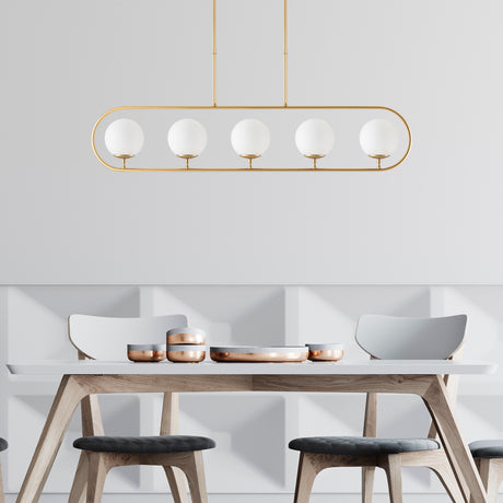 Pendant lamp 5-light Gold Beige Glass Lucent 