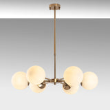 Bronze-colored 6-light Pendant Lamp with White Metal Shade Flint 