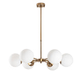 Bronze-colored 6-light Pendant Lamp with White Metal Shade Flint 