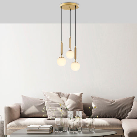 Pendant lamp 3-light Gold Glass Cascade 