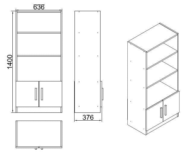 Bookcase Aventur Walnut Anthracite Melamine 63.6x140x37.6 cm