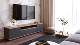 TV Meubels - TV Meubel Vesper Atlantisch Dennenhout Antraciet Melamine 180x44,6x44,5 cm - Dimehouse