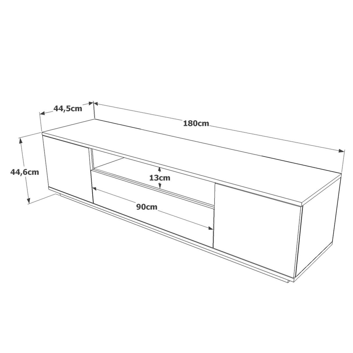 TV Meubels - TV Meubel Vesper Atlantisch Dennenhout Antraciet Melamine 180x44,6x44,5 cm - Dimehouse