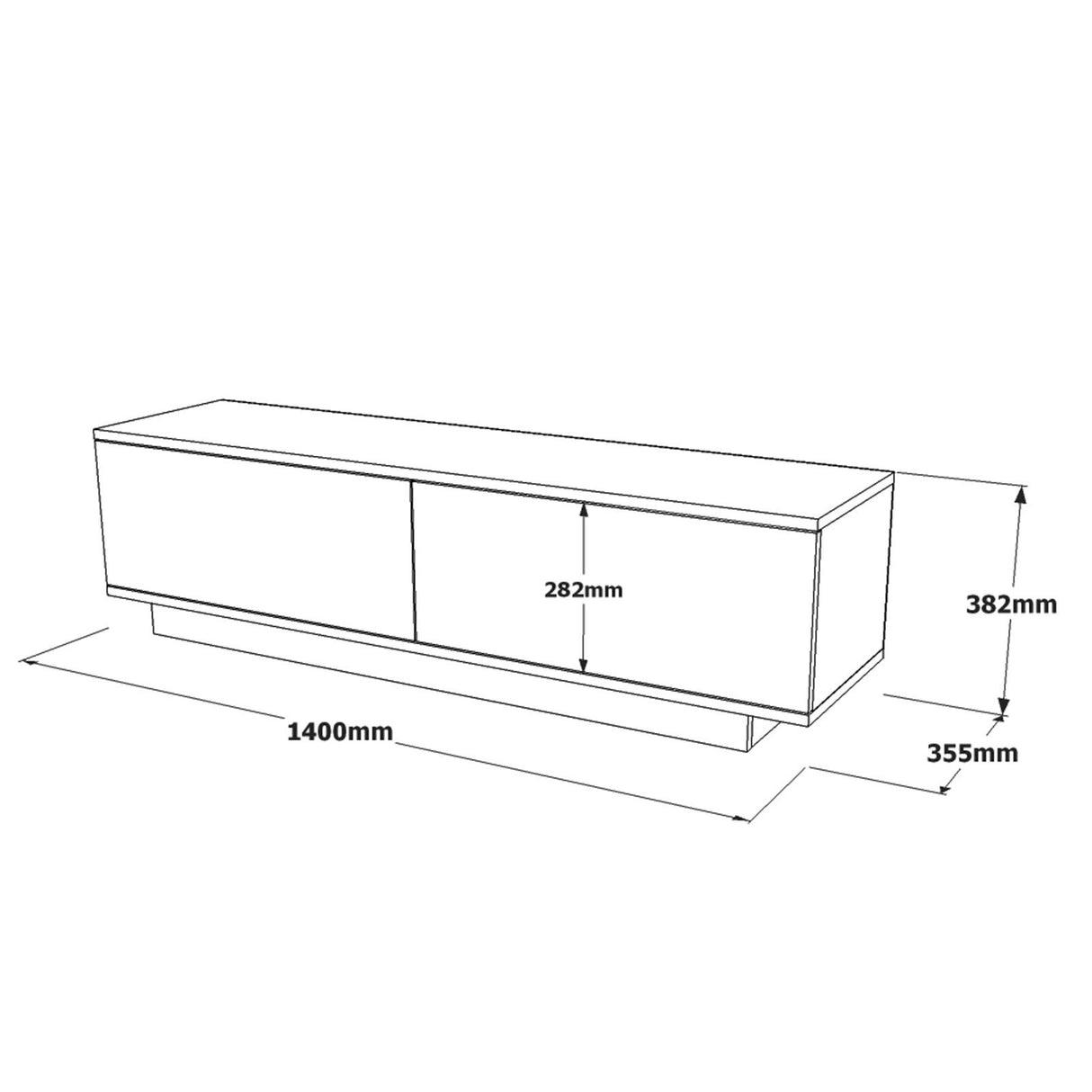 TV Meubel Merida Zwart Melamine 140x38,2x35,5 cm