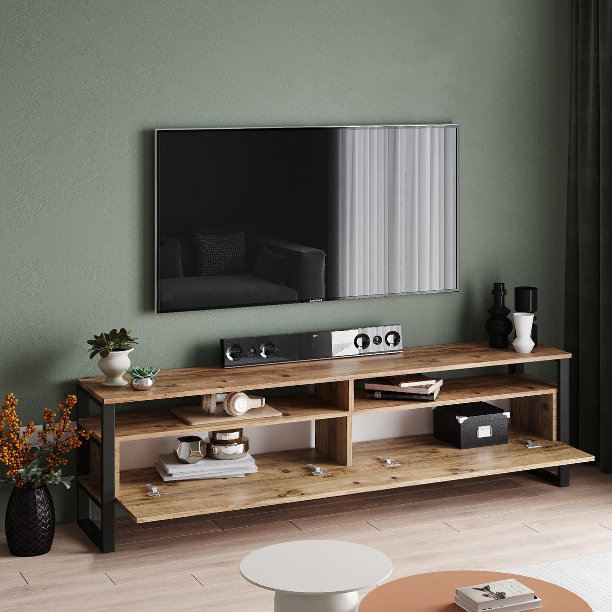 TV Meubels - TV Meubel Set Sable Atlantisch Dennenhout Melamine 180x56x35,5 cm - Dimehouse