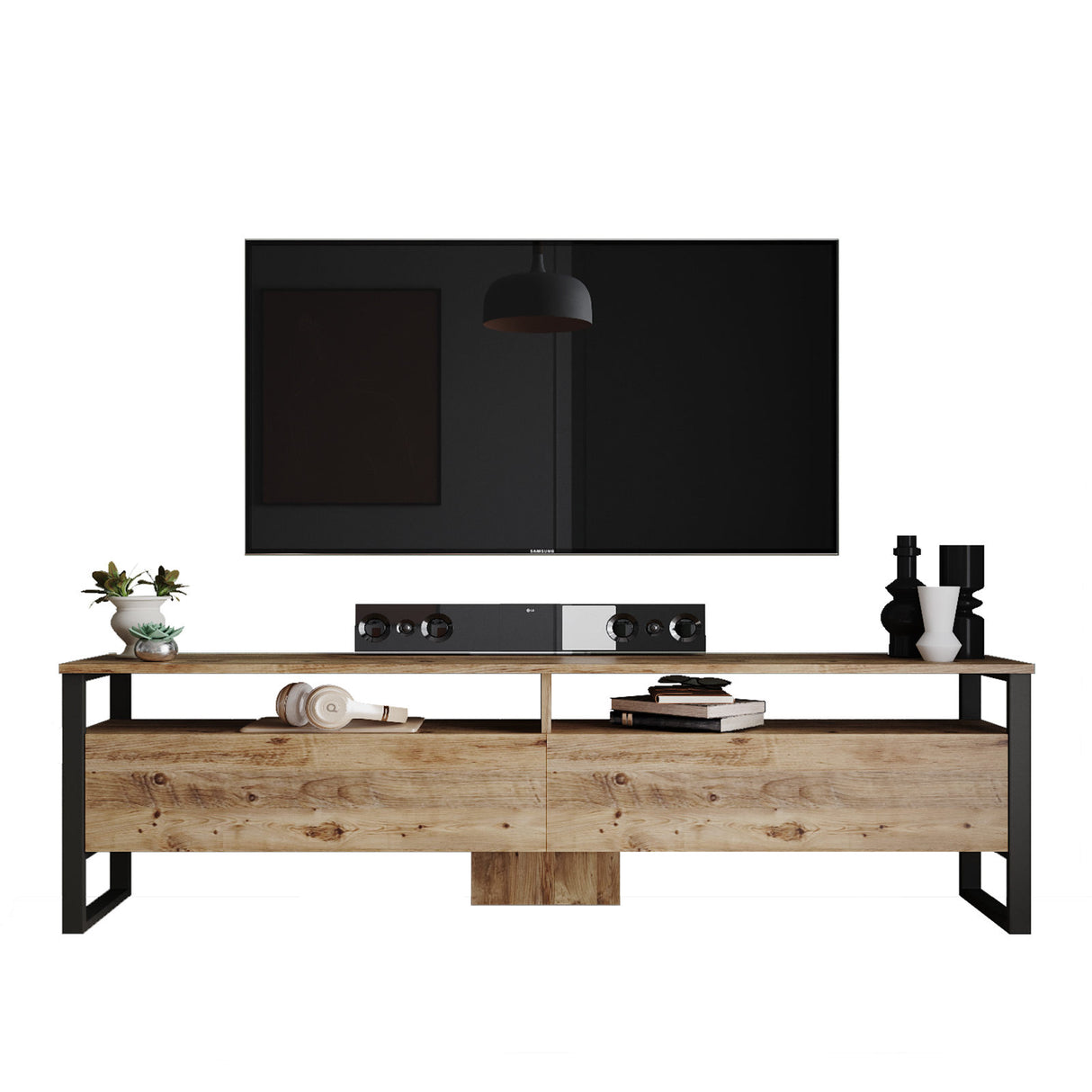 TV Meubels - TV Meubel Set Sable Atlantisch Dennenhout Melamine 180x56x35,5 cm - Dimehouse