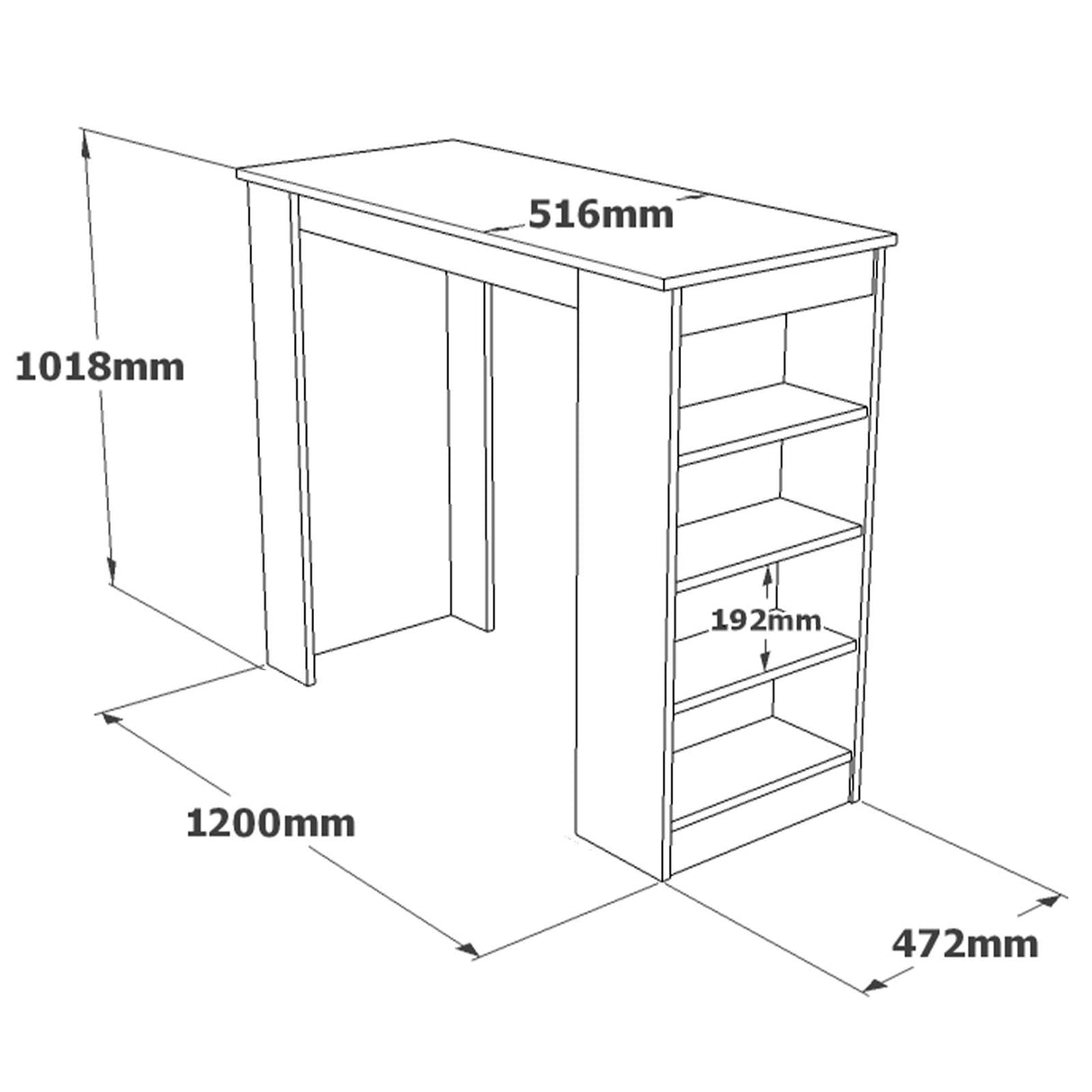 Bartafels - Bartafel Paphos Atlantisch Dennenhout Wit Melamine 120x101,8x51,6 cm - Dimehouse