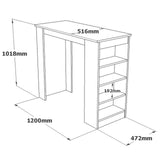 Bartafels - Bartafel Paphos Atlantisch Dennenhout Wit Melamine 120x101,8x51,6 cm - Dimehouse