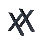 Set of 2 Table Legs X-leg Black Metal