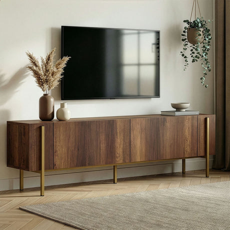Nexus tv-meubel walnootlook met goud 180 cm Barok walnootlook met goud Gemelamineerd hout