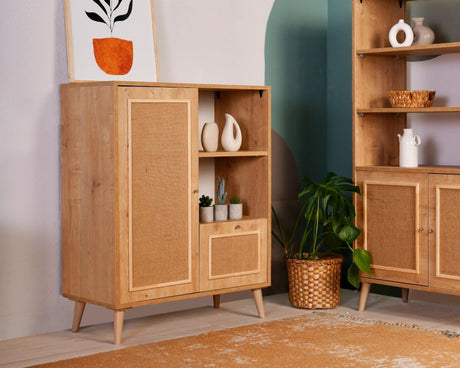 Wall cabinet jut oak beech wood 40x110x90 cm