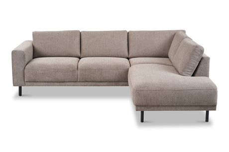Modern 3-seater Corner Sofa Right Taupe Fabric Aniko with Lounger 240x197x78 cm 
