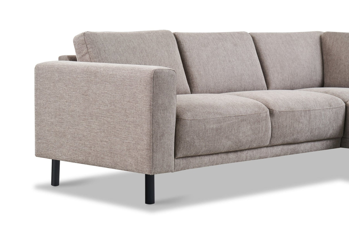 Modern 3-seater Corner Sofa Right Taupe Fabric Aniko with Lounger 240x197x78 cm 