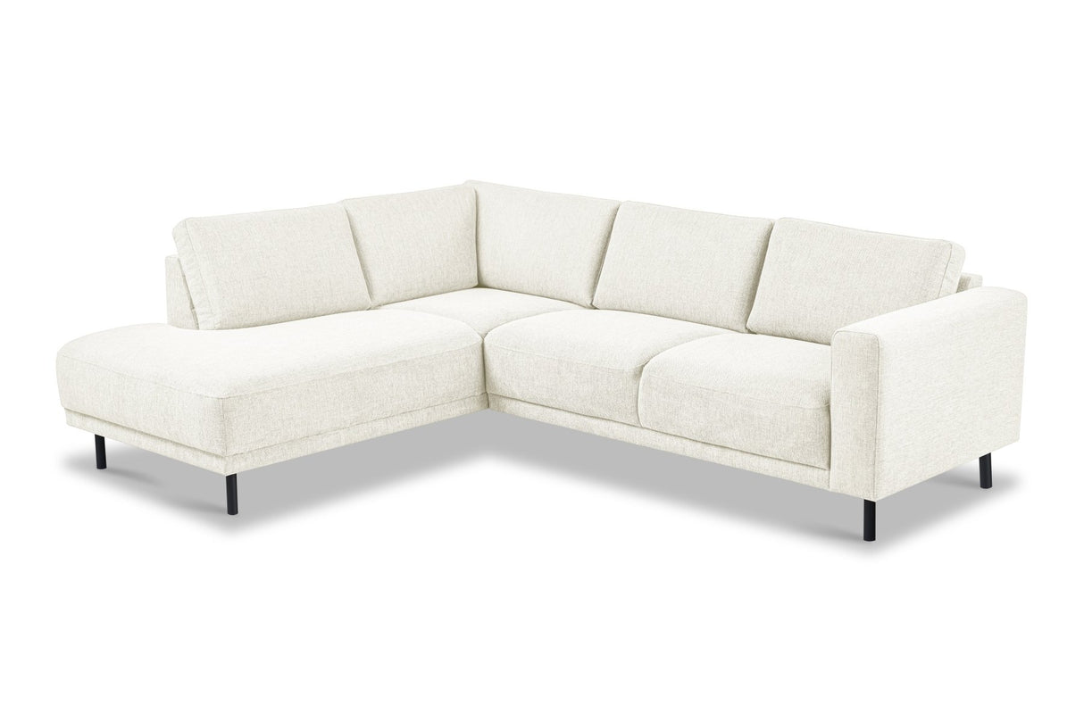 Modern 3-seater Corner Sofa Left Beige Fabric Aniko with Lounger 240x197x78 cm 