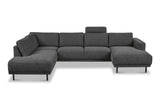 Modern U-Shape Sofa Corner Sofa Left Anthracite Fabric Aniko 310x197x78 cm 