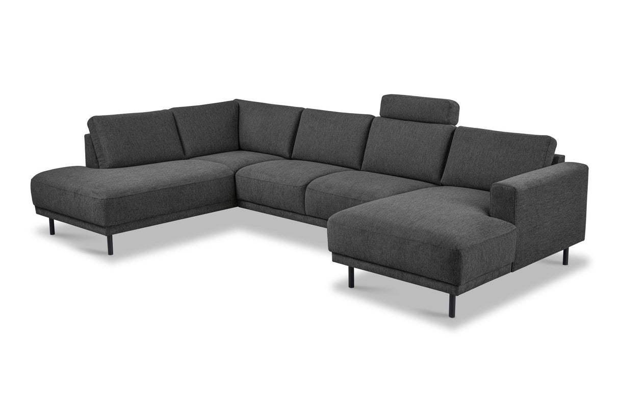 Modern U-Shape Sofa Corner Sofa Left Anthracite Fabric Aniko 310x197x78 cm 
