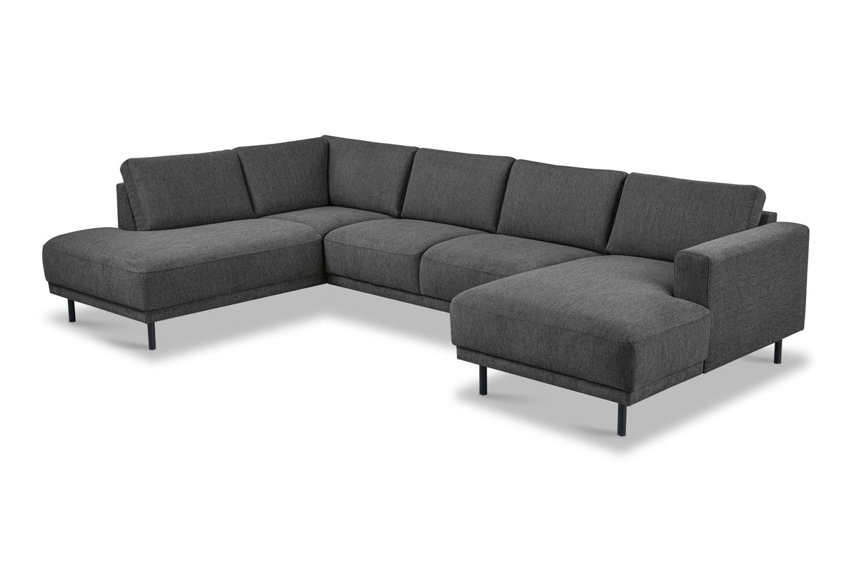 Modern U-Shape Sofa Corner Sofa Left Anthracite Fabric Aniko 310x197x78 cm 