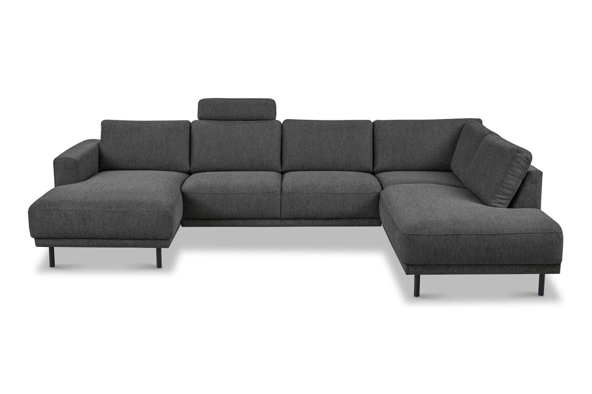 Modern U-Shape Corner Sofa Right Antracite Fabric Aniko 310x197x78 cm 